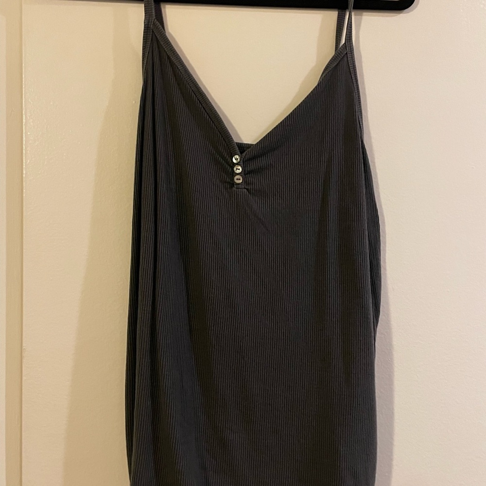 American Eagle Ribbed Tank Top Comfort Colors Black Woman’s Large